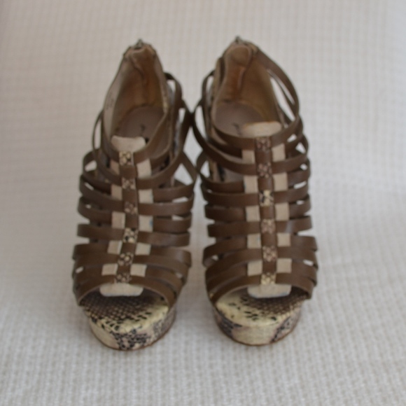 7 for all Mankind Brown Taupe Snakeskin Heels 8.5 - Picture 5 of 8